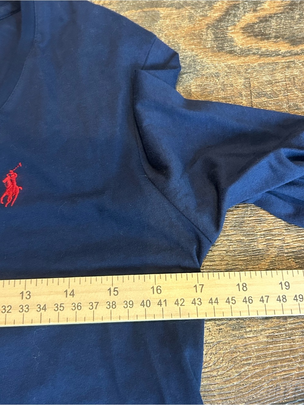 Ralph Lauren Navy Long Sleeve V-Neck Tee with Red Pony - Picture 6 of 6